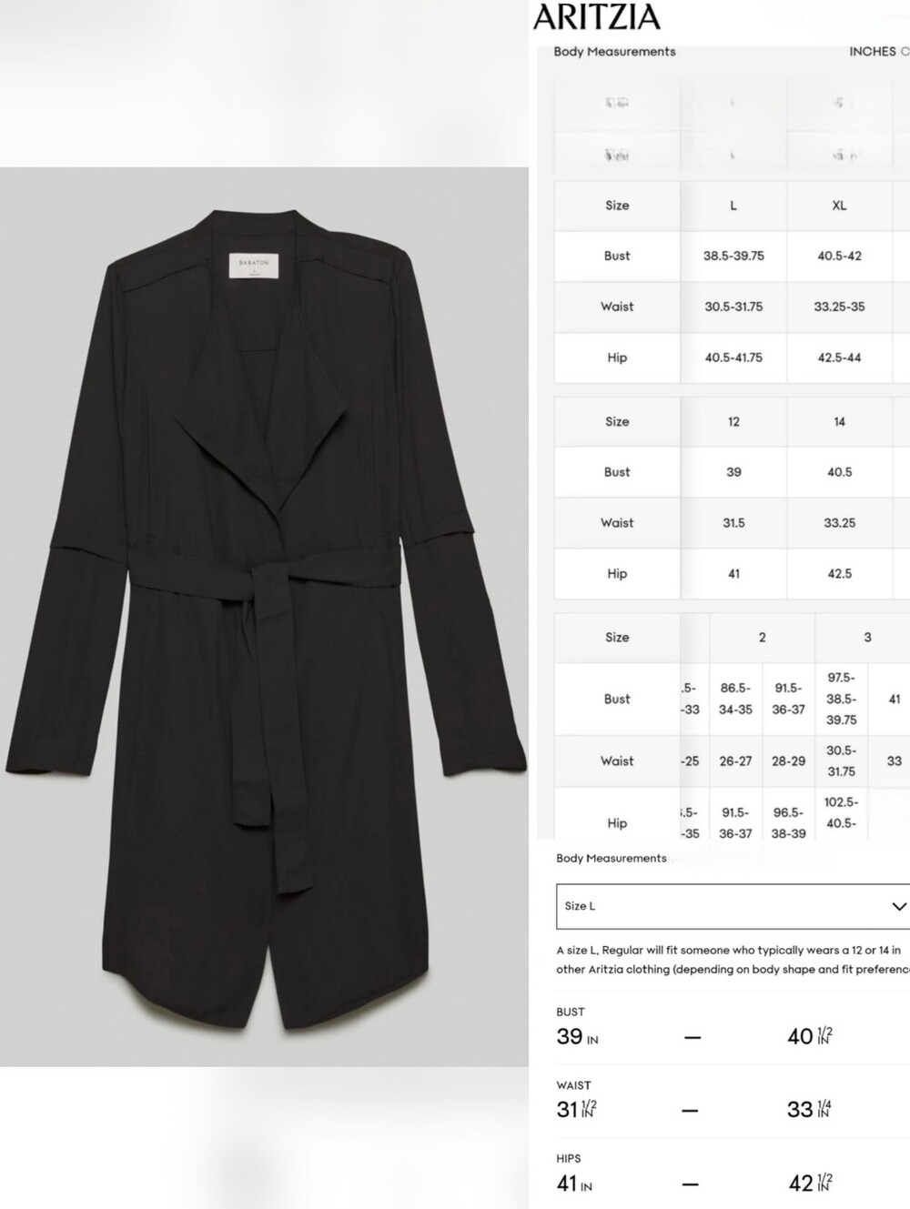 Aritzia Babaton Black Flowy Trench Coat with Belt - Picture 15 of 16